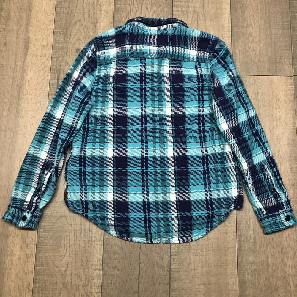 L.L.‎ Bean 1912 Overshirt Womens Size M Blue Button Up Shirt Plaid Twill Cabin - Picture 2 of 10